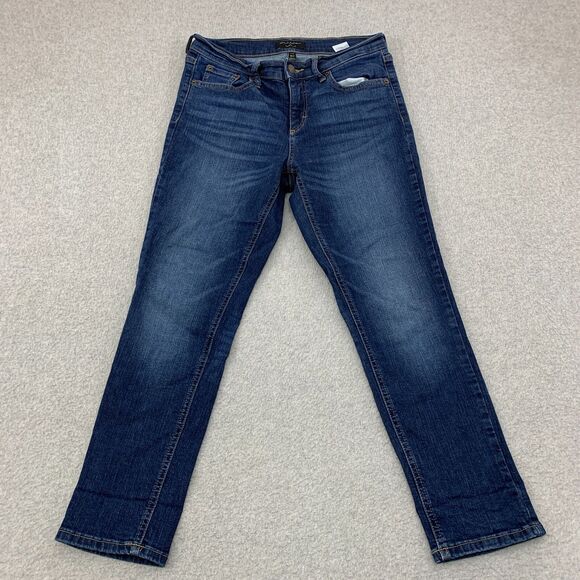 Banana Republic Womens Girlfriend Jeans 26 / 2 Stretch Blue Denim Ankle Distress - Picture 1 of 13